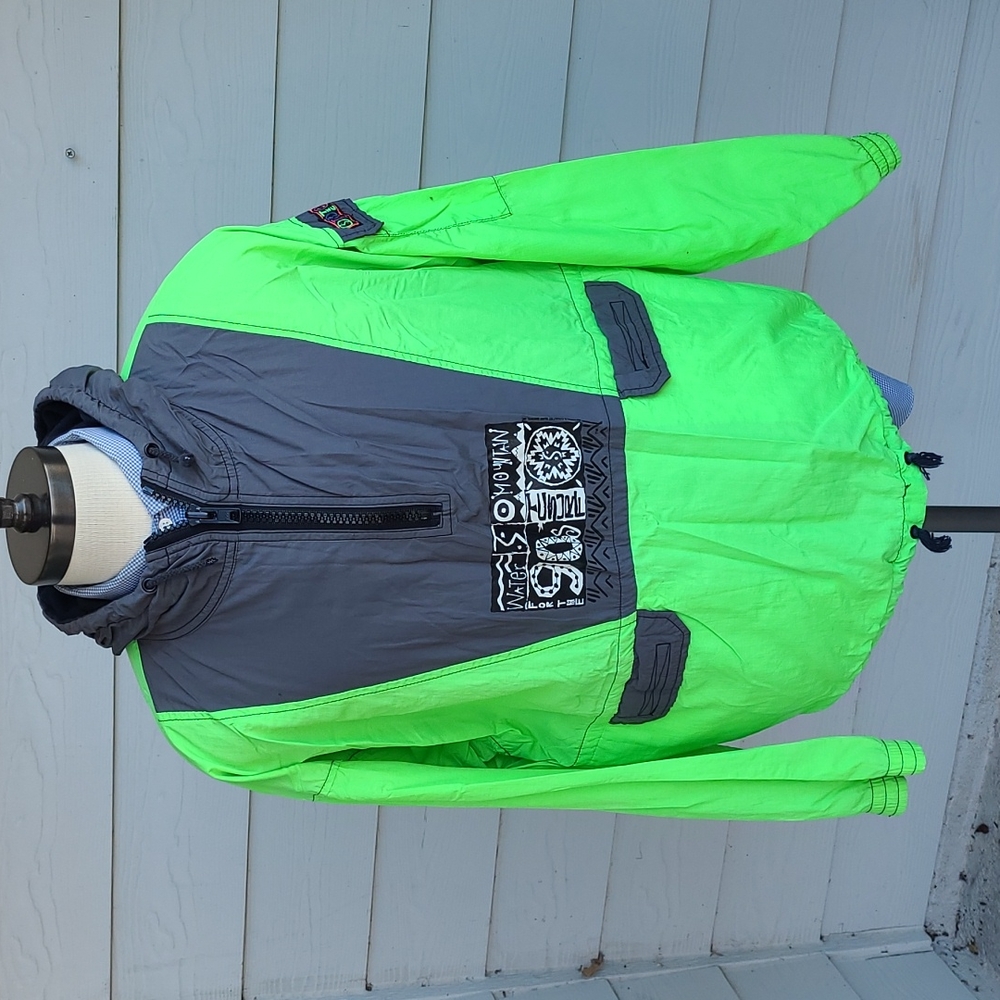 T&C Town‎ Country Surf Shops Green Nylon L Zip Pullover Windbreaker Jacket RARE